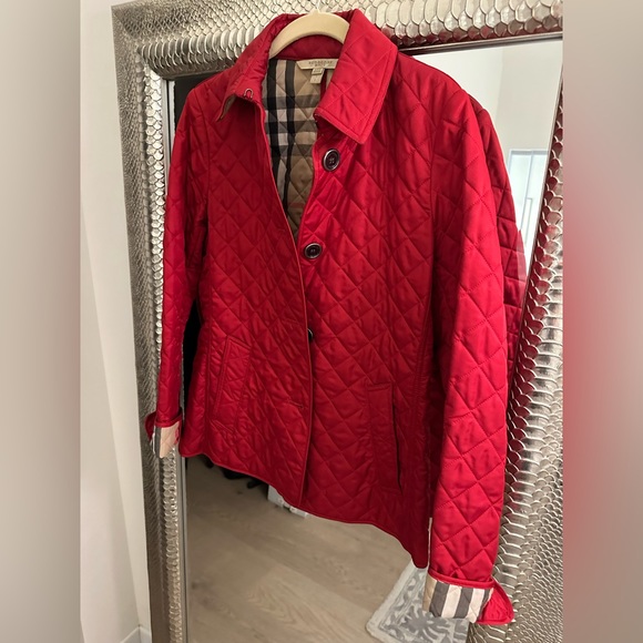 Burberry Jackets & Blazers - Burberry Red Quilted Jacket